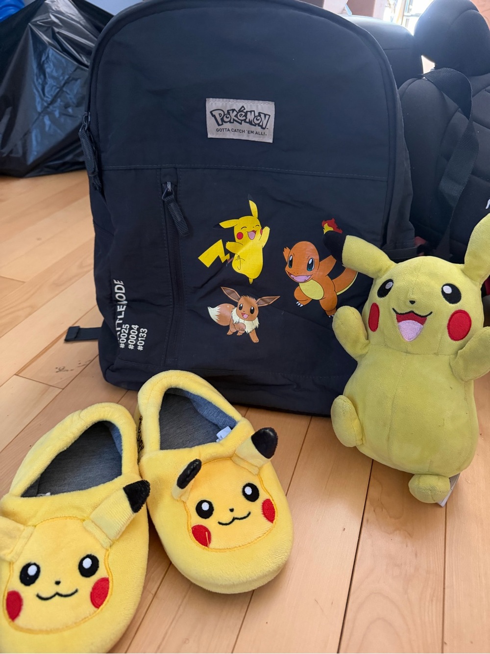 Pokémon Black Backpack with Pikachu, Eevee & Charmander Graphics